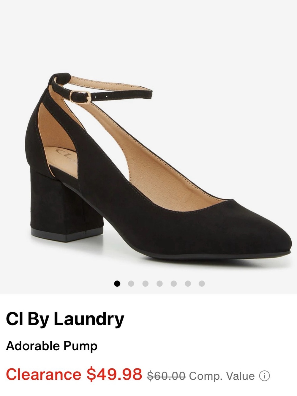 CL by Laundry Black Suede Ankle-Strap Block Heel